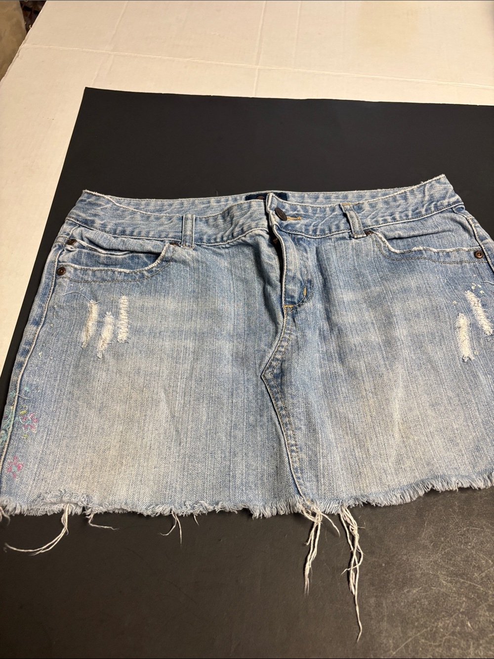 Aeropostale Y2K Light Blue Distressed Denim Mini Skirt